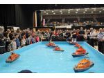 No less than eight different lifeboats were afloat on the pool at once!