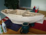 The basic balsawood hull and cabin sides.
