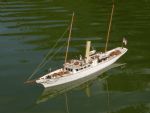 Sapphire on the water. The model is based on a Deans Marine hull, but has been designed using a MyHobbyStore plan.