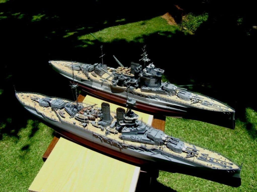 Two models of HMS Warspite