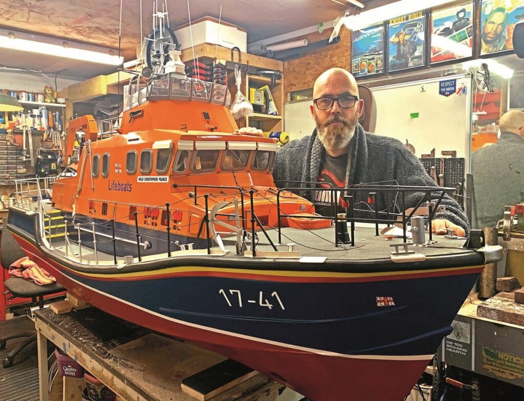 J28 Chris Wood with his 7 foot 18th scale Lifeboat